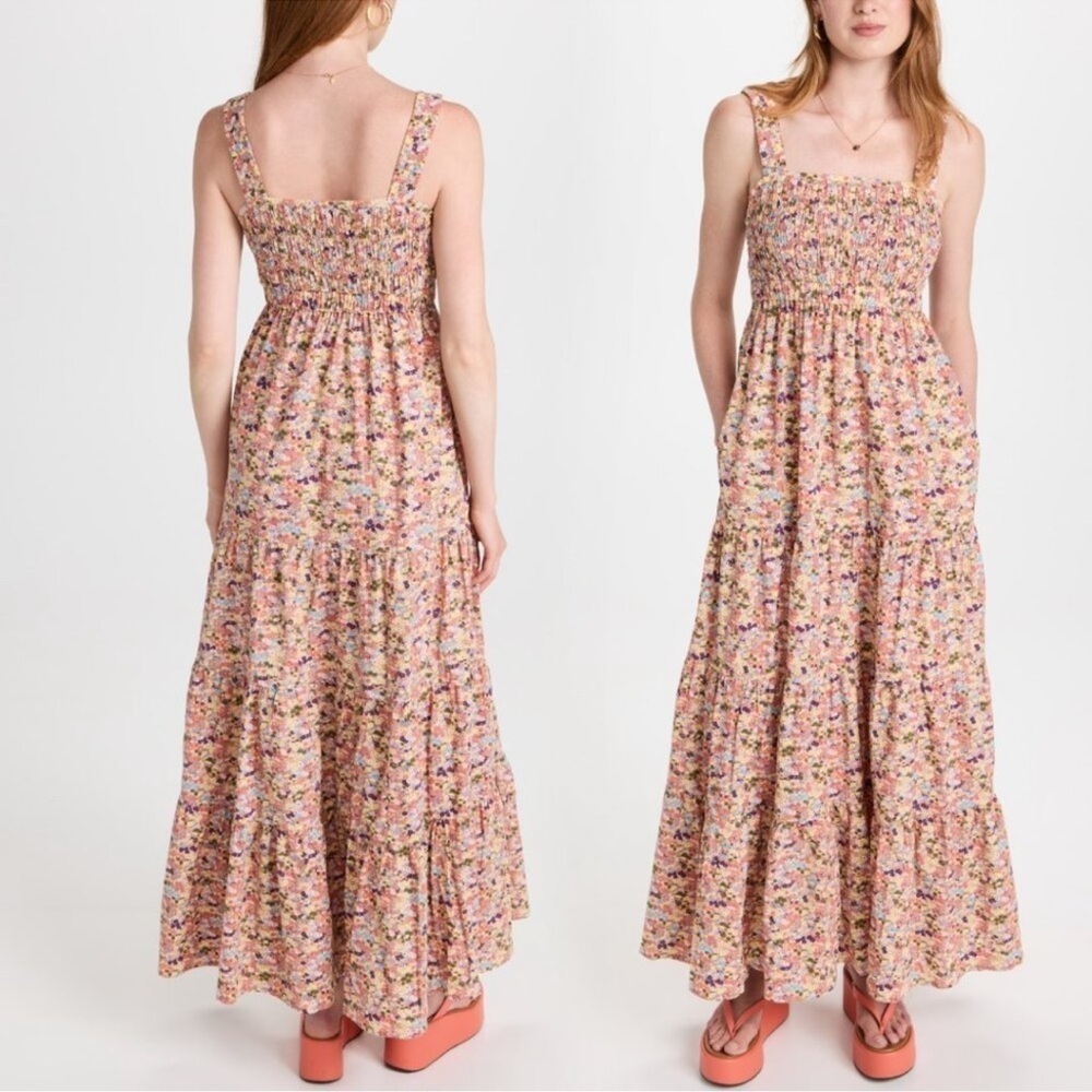 NWT Scotch & Soda Smocked Floral Maxi Dress with Pockets - Picture 5 of 10